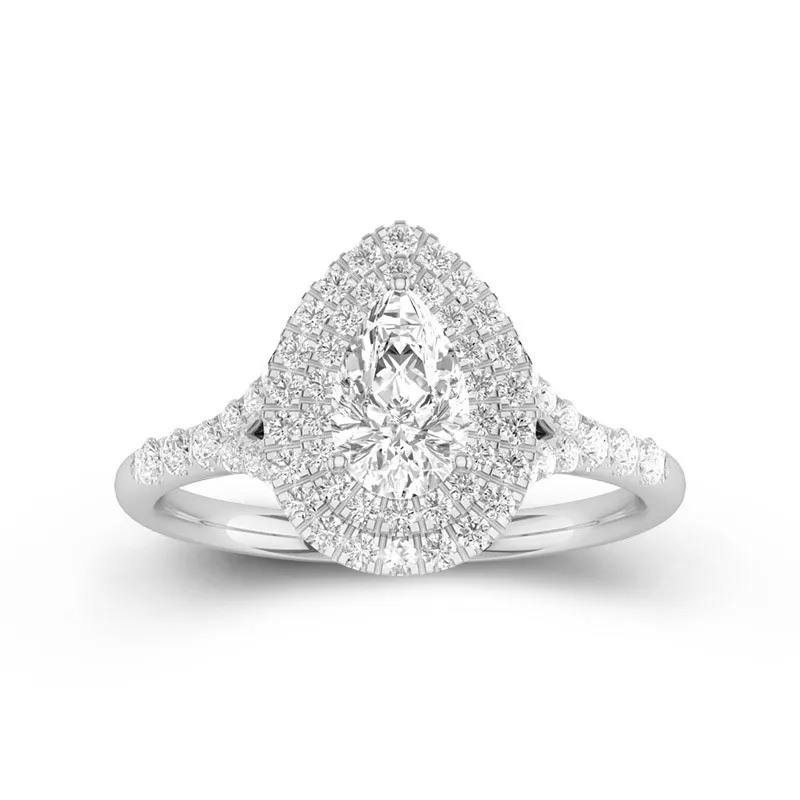 Le luxe Poire 1.00ct Moissanite Bague de fiançailles