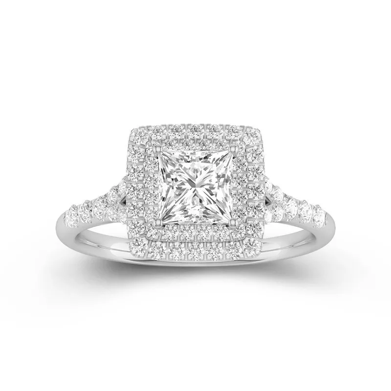 Le luxe Princesse 1.00ct Moissanite Bague de fiançailles