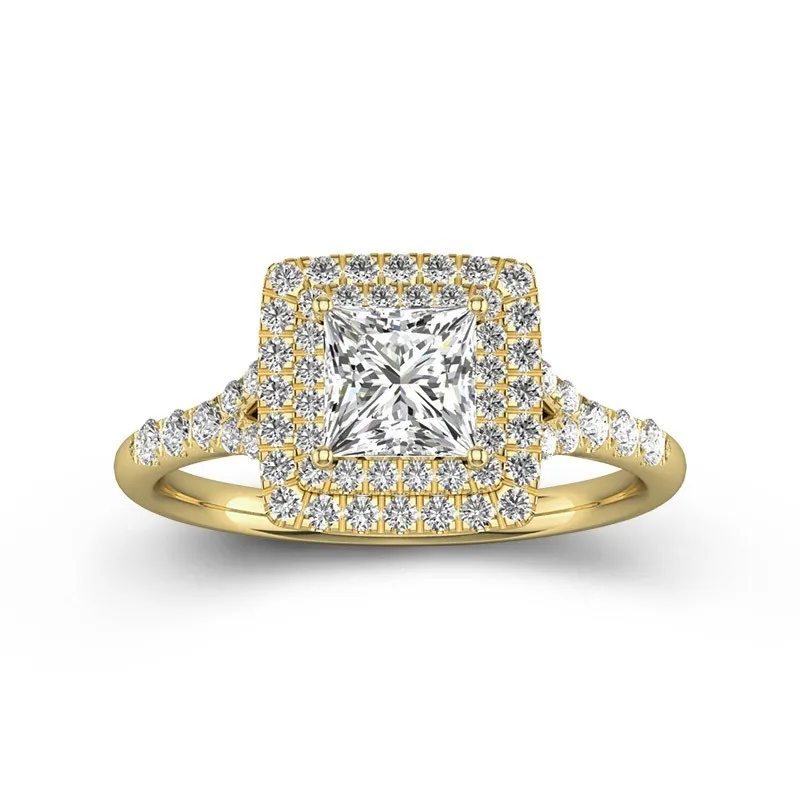 Le luxe Princesse 1.00ct Moissanite Bague de fiançailles