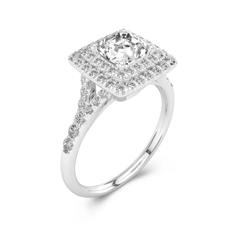Luxury Asscher 1.00ct Moissanite Engagement Ring