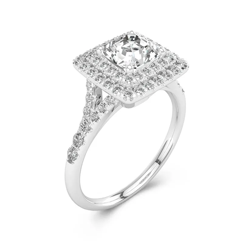 Le luxe Asscher 1.00ct Moissanite Bague de fiançailles