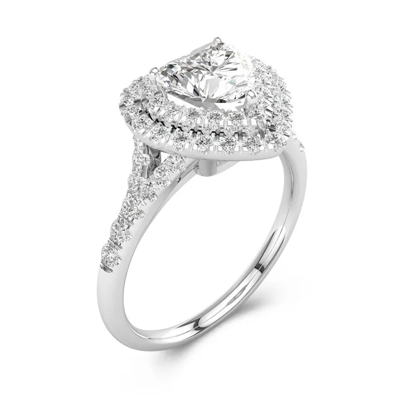 Le luxe Cœur 1.00ct Moissanite Bague de fiançailles