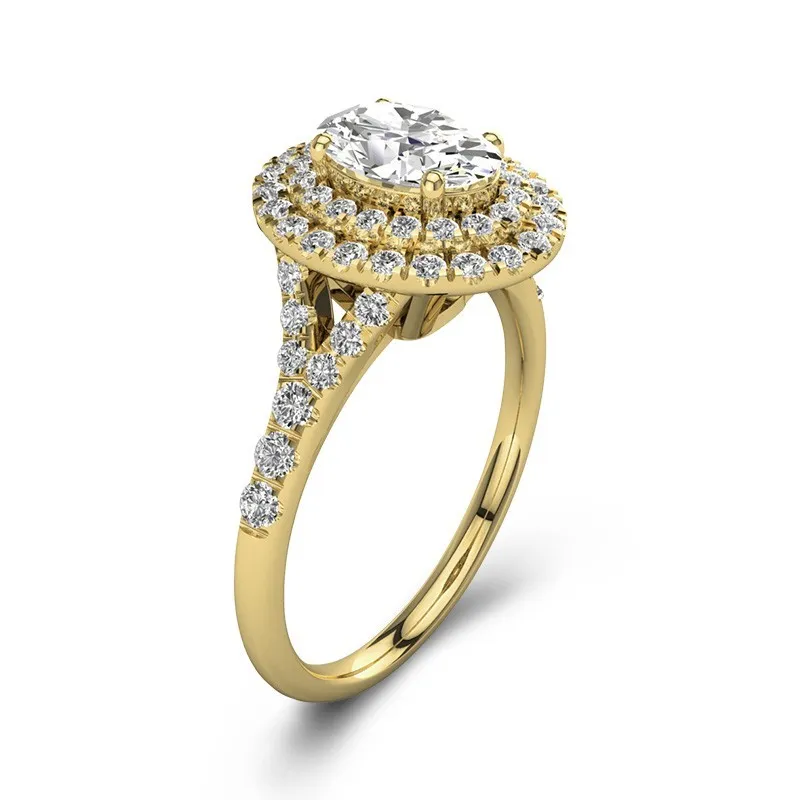 Le luxe Ovale 1.00ct Moissanite Bague de fiançailles