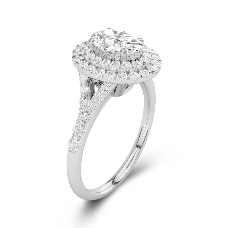 Le luxe Ovale 1.00ct Moissanite Bague de fiançailles