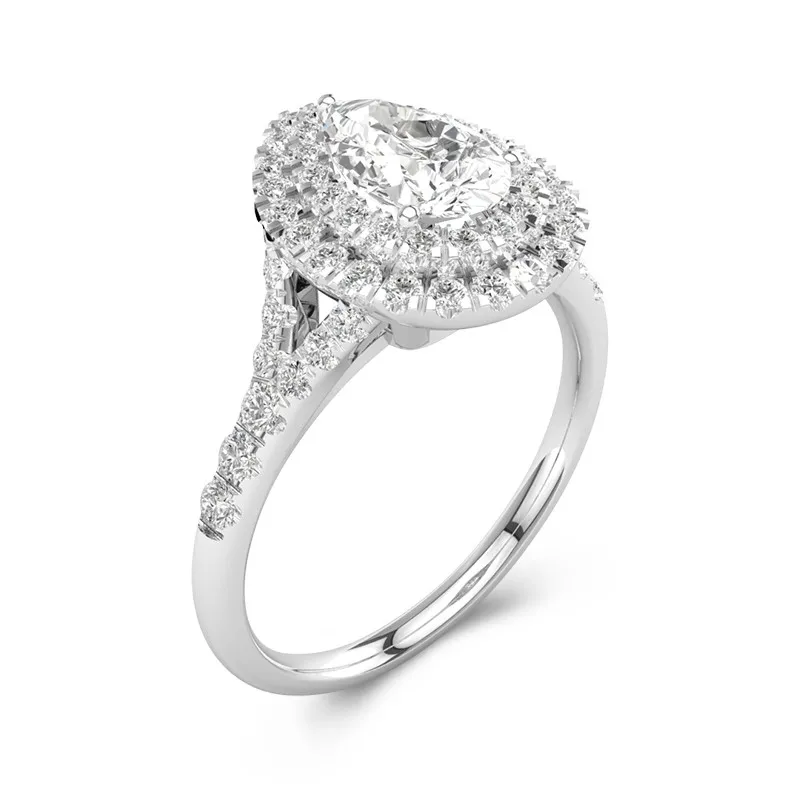 Le luxe Poire 1.00ct Moissanite Bague de fiançailles