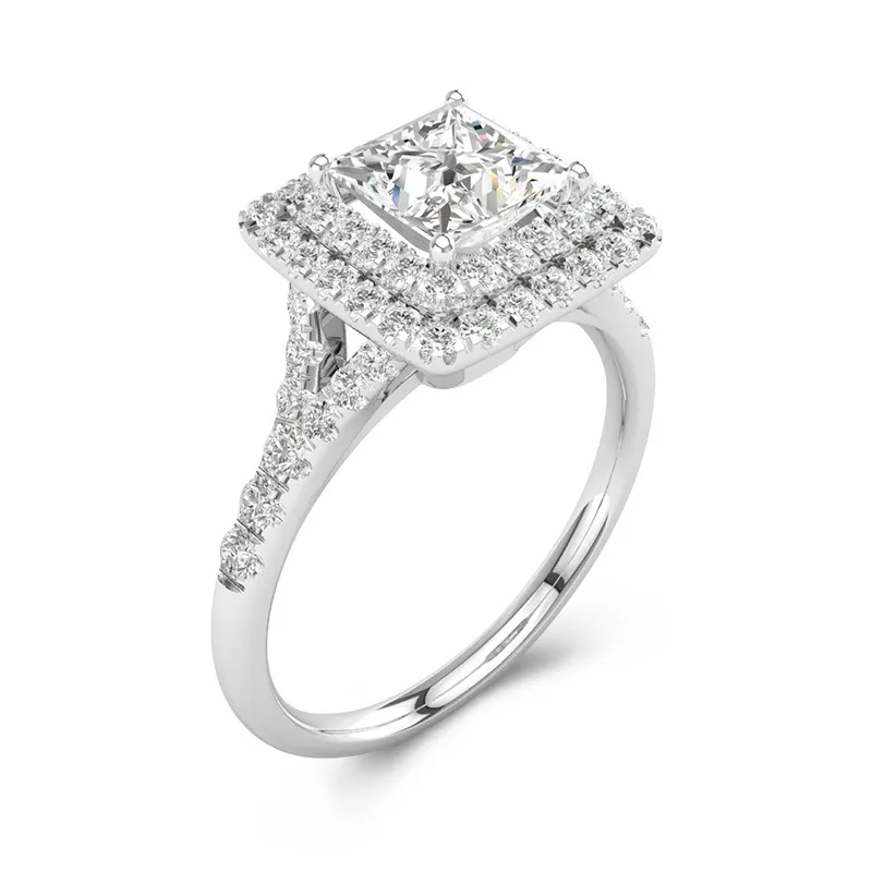 Luxury Princess 1.00ct Moissanite Engagement Ring