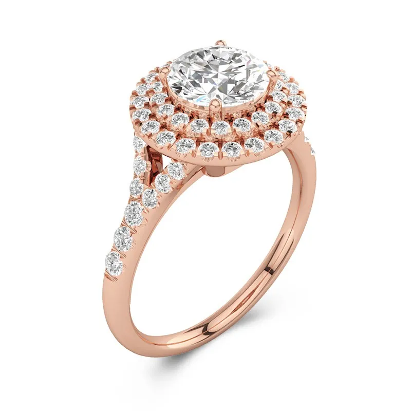 Luxury Round 1.00ct Moissanite Engagement Ring