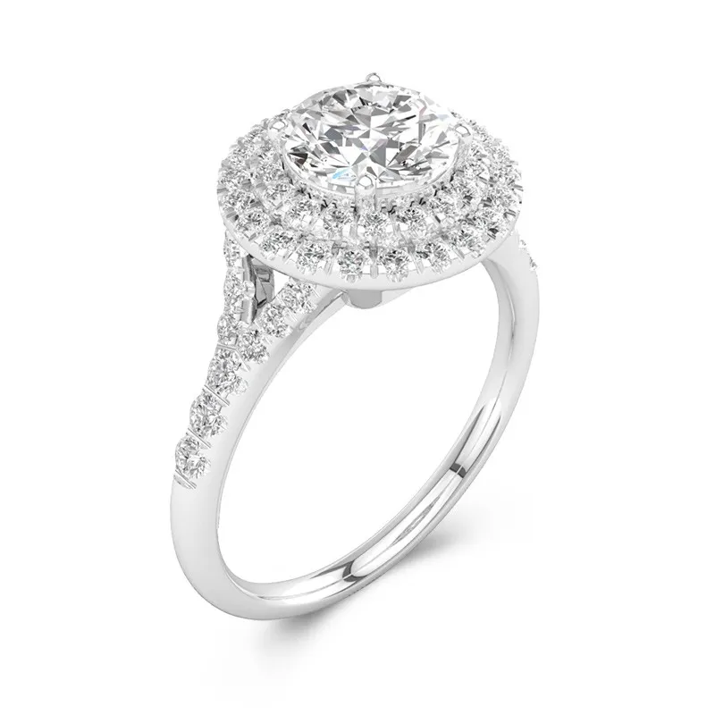 Le luxe Rond 1.00ct Moissanite Bague de fiançailles