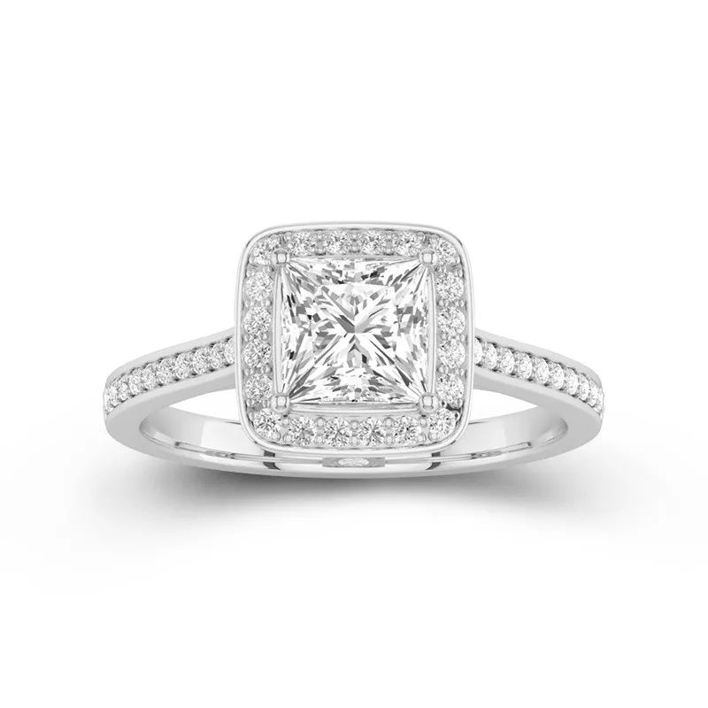 Dainty Princess 1.50ct Moissanite Engagement Ring Signet Engagement Ring