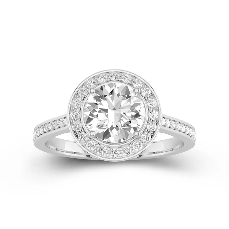 Dainty Round 2.00ct Moissanite Engagement Ring Signet Engagement Ring