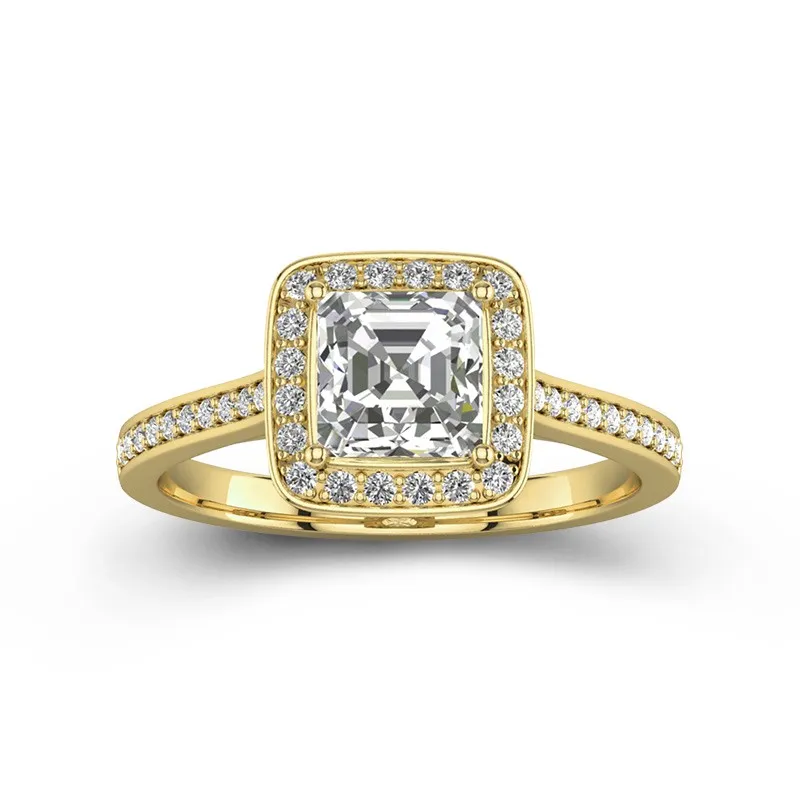 Dainty Asscher 1.50ct Moissanite Engagement Ring Signet Engagement Ring