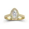 Délicat Poire 1.00ct Moissanite Bague de fiançailles Signet Bague de fiançailles