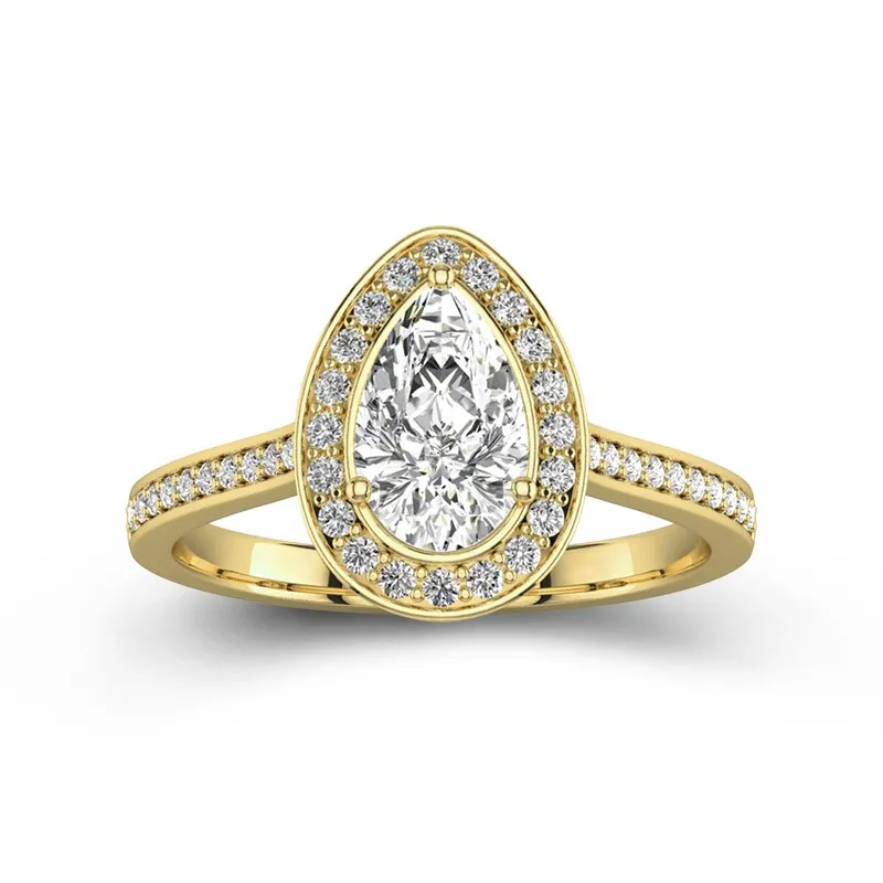 Dainty Pear 2.00ct Moissanite Engagement Ring Signet Engagement Ring