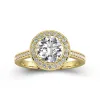 Dainty Round 2.00ct Moissanite Engagement Ring Signet Engagement Ring