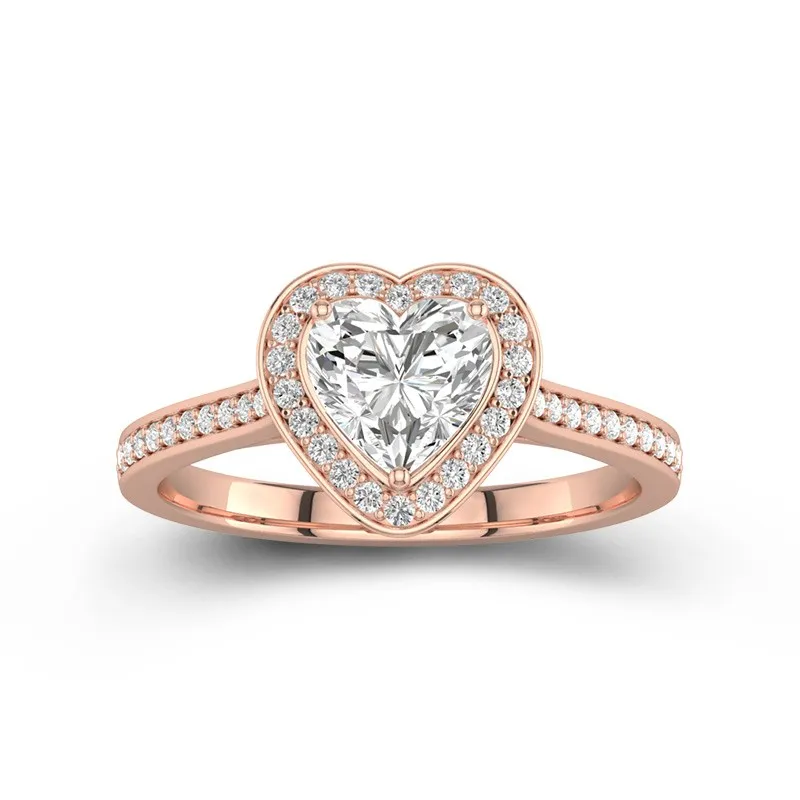 Dainty Heart 1.00ct Moissanite Engagement Ring Signet Engagement Ring