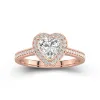 Dainty Heart 1.00ct Moissanite Engagement Ring Signet Engagement Ring