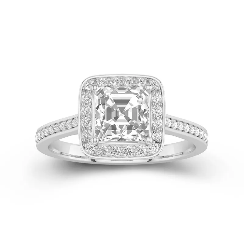 Dainty Asscher 2.00ct Moissanite Engagement Ring Signet Engagement Ring