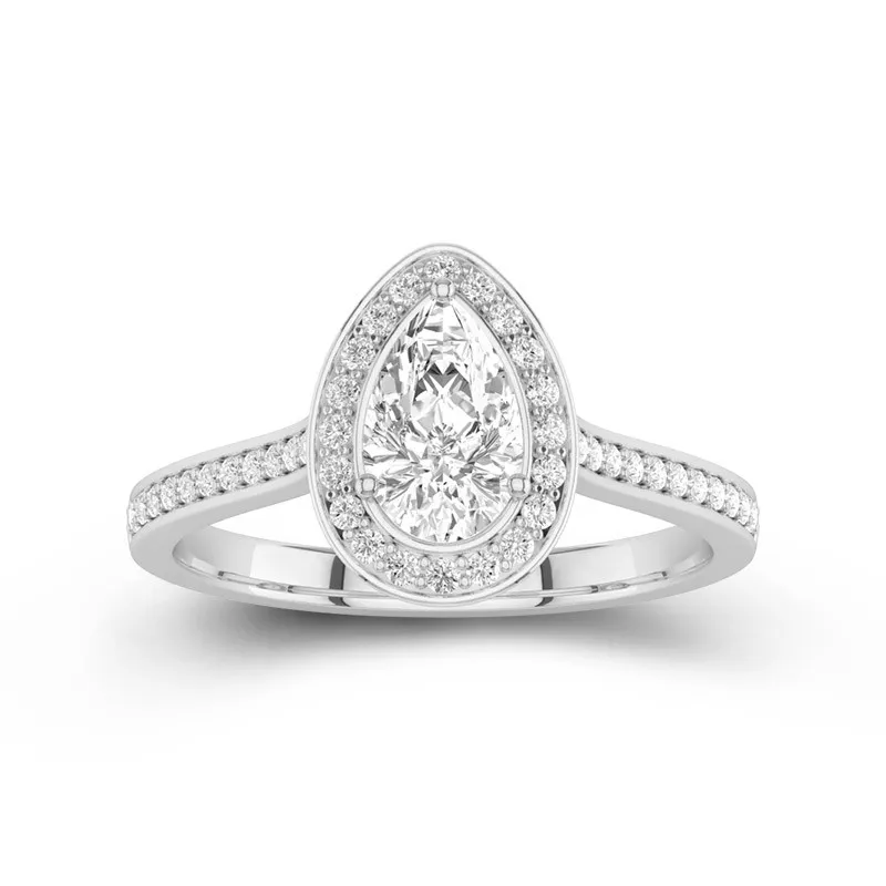 Dainty Pear 1.00ct Moissanite Engagement Ring Signet Engagement Ring