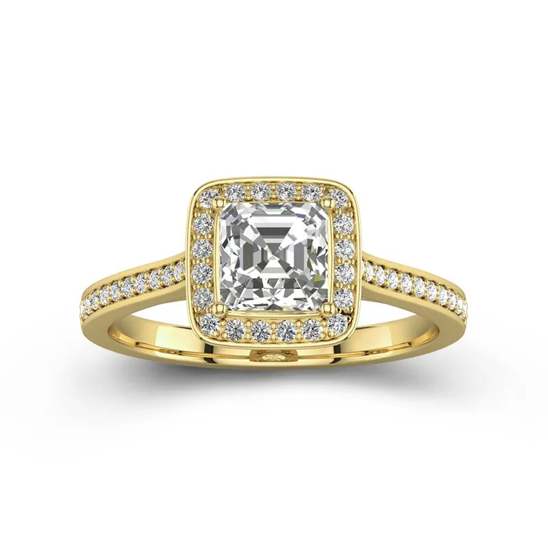 Dainty Asscher 1.00ct Moissanite Engagement Ring