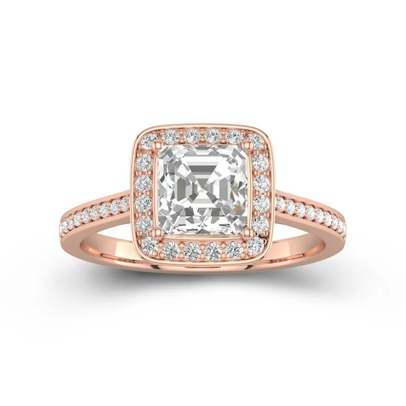 Dainty Asscher 2.00ct Moissanite Engagement Ring