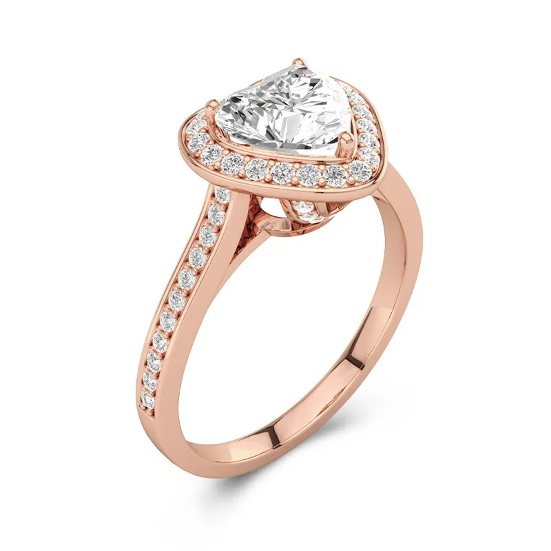 Dainty Heart 1.00ct Moissanite Engagement Ring