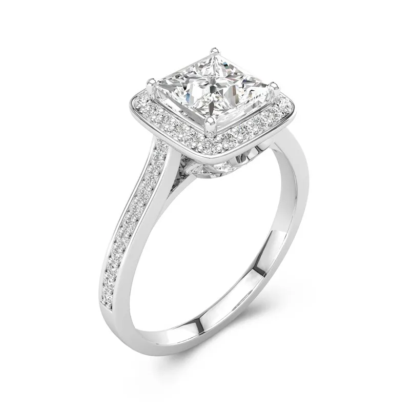 Dainty Princess 1.50ct Moissanite Engagement Ring Signet Engagement Ring