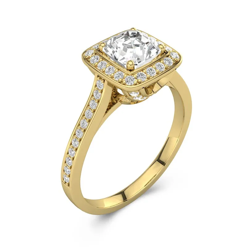 Dainty Asscher 1.50ct Moissanite Engagement Ring Signet Engagement Ring