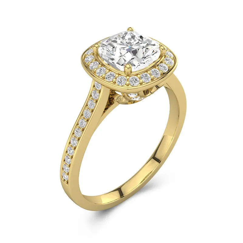 Dainty Cushion 1.00ct Moissanite Engagement Ring Signet Engagement Ring