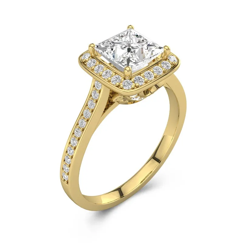 Dainty Princess 1.00ct Moissanite Engagement Ring Signet Engagement Ring