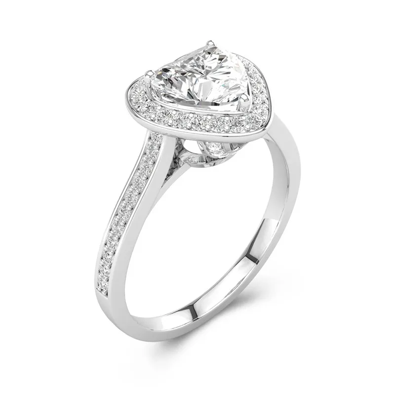 Dainty Heart 1.00ct Moissanite Engagement Ring Signet Engagement Ring