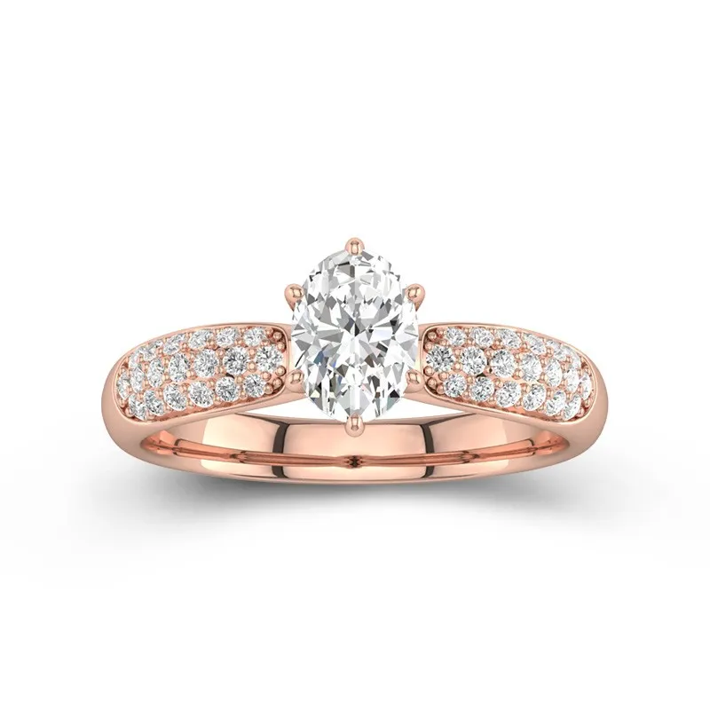 1.00ct Moissanite Engagement Ring 18K Rose Gold