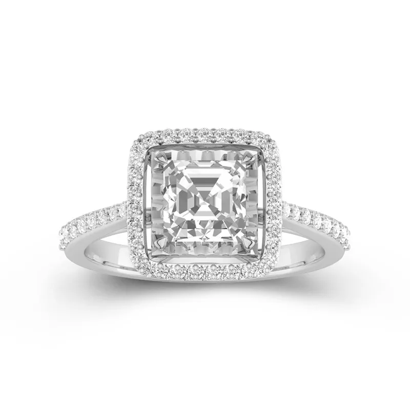 Classique Asscher 1.50ct Moissanite Bague de fiançailles