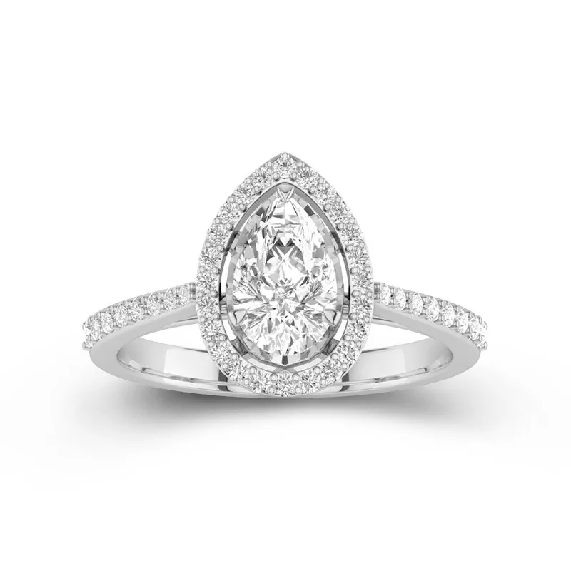 Classique Poire 1.50ct Moissanite Bague de fiançailles