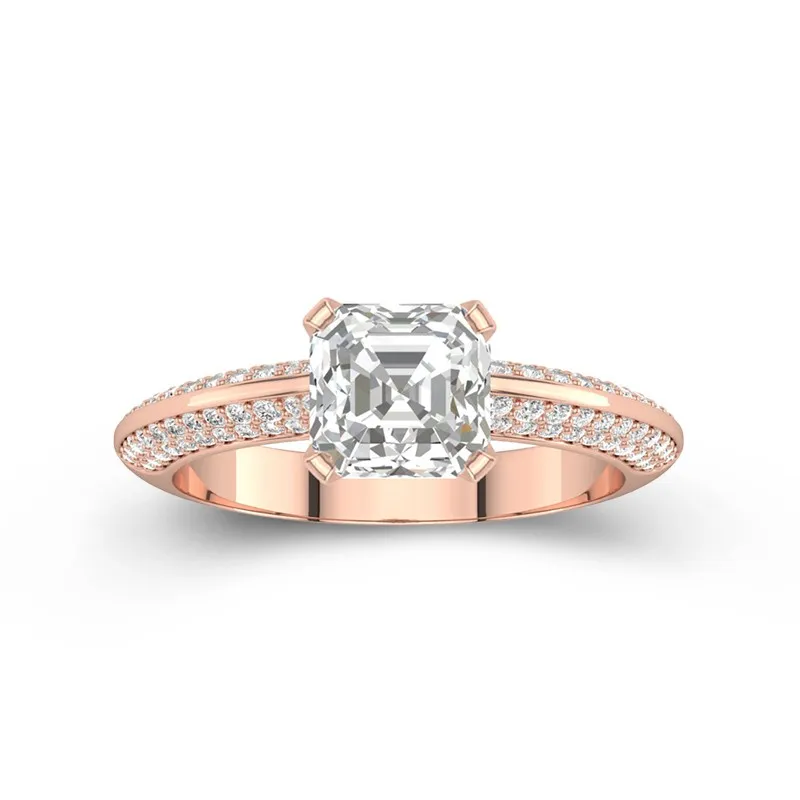 Luxury Asscher 2.00ct Moissanite Engagement Ring
