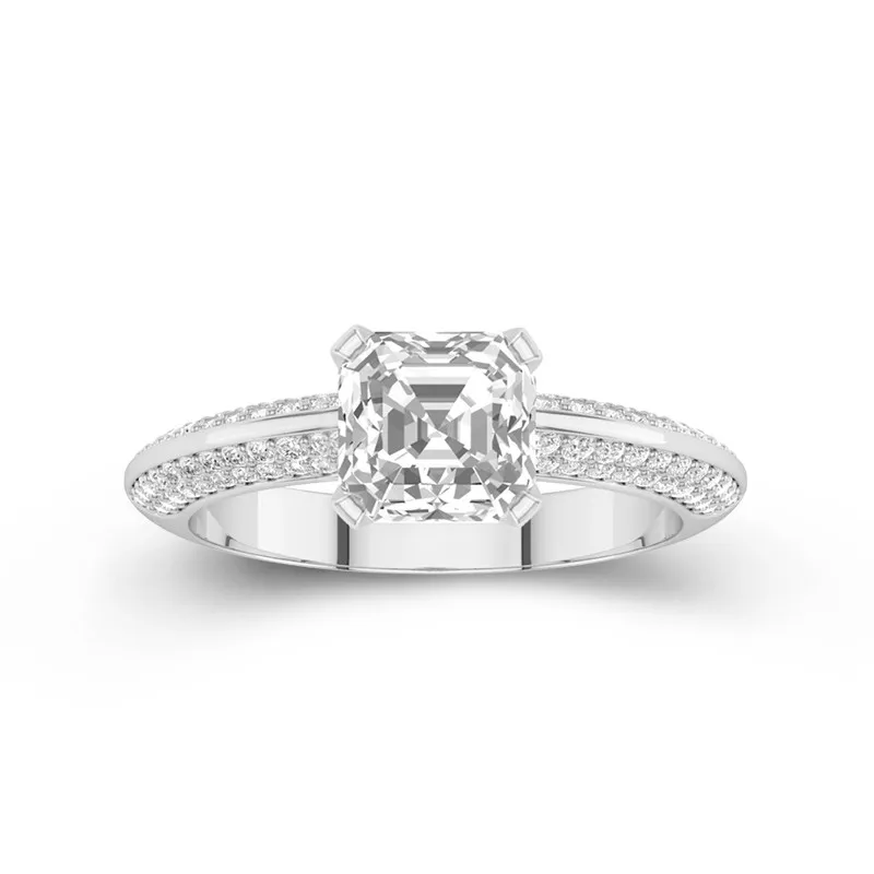 Le luxe Asscher 2.00ct Moissanite Bague de fiançailles