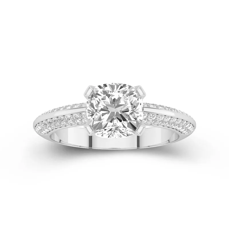 Le luxe Coussin 2.00ct Moissanite Bague de fiançailles