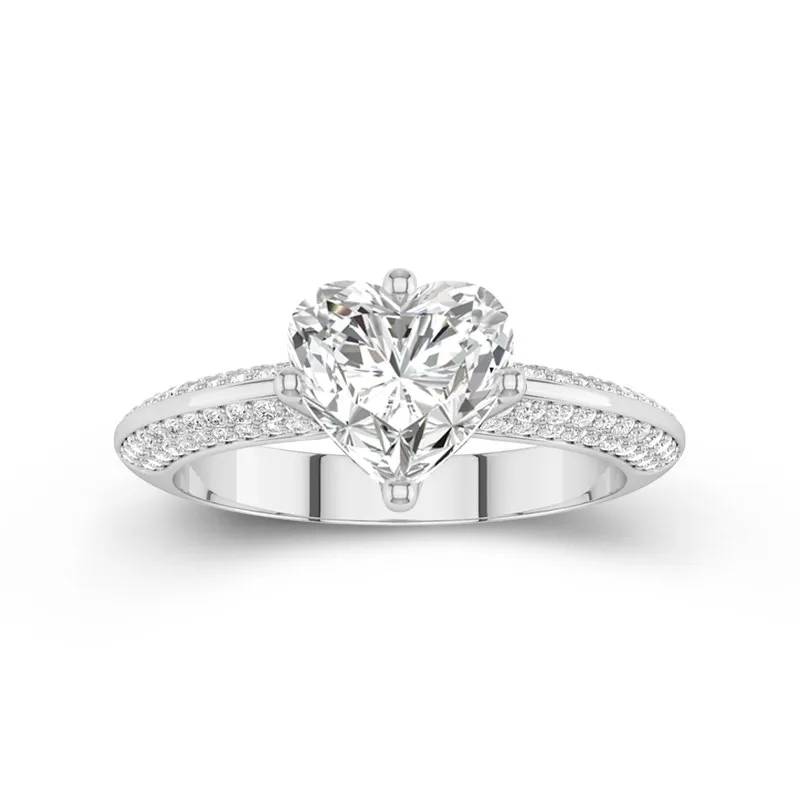 Le luxe Cœur 2.00ct Moissanite Bague de fiançailles