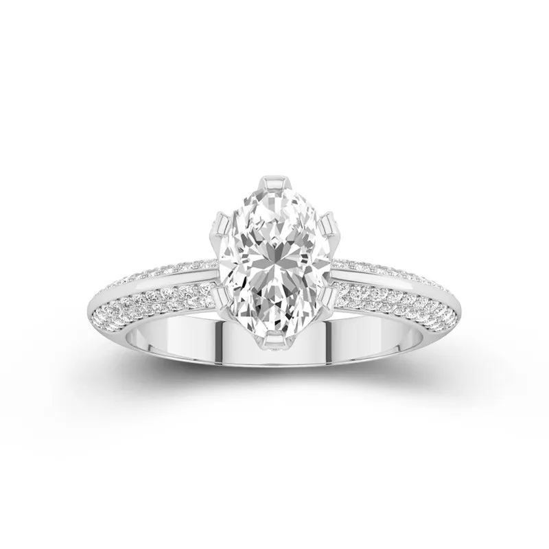 Le luxe Ovale 2.00ct Moissanite Bague de fiançailles