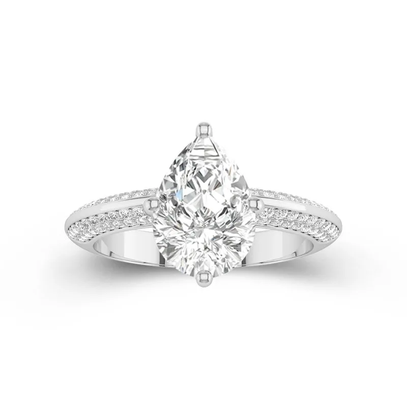 Le luxe Poire 2.00ct Moissanite Bague de fiançailles