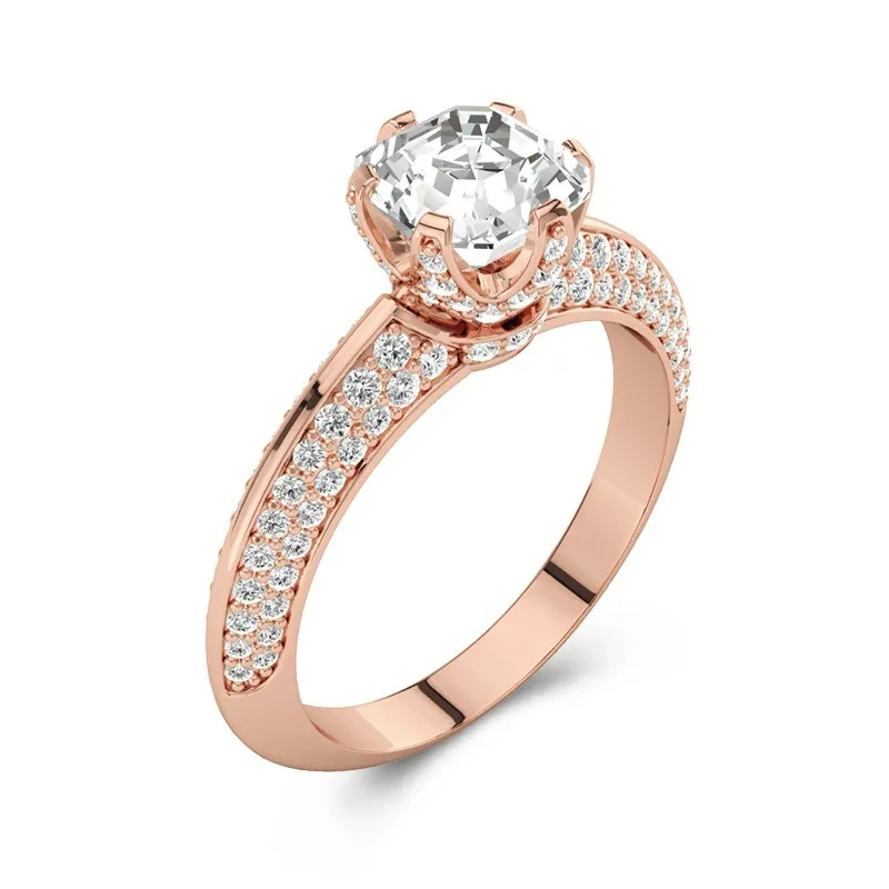 Luxury Asscher 2.00ct Moissanite Engagement Ring
