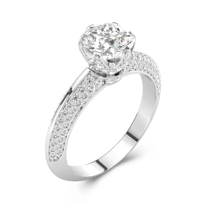 Le luxe Coussin 1.50ct Moissanite Bague de fiançailles