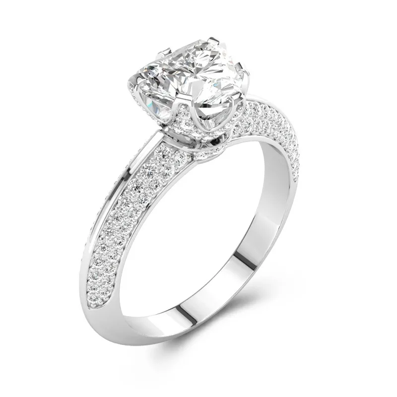 Le luxe Cœur 1.50ct Moissanite Bague de fiançailles