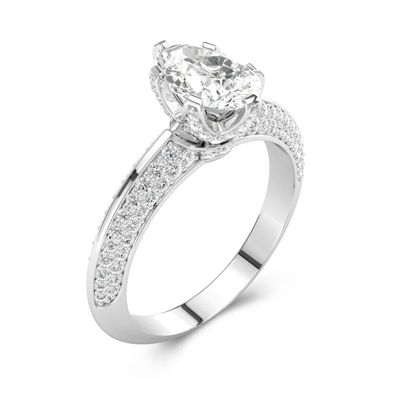 Le luxe Poire 2.00ct Moissanite Bague de fiançailles