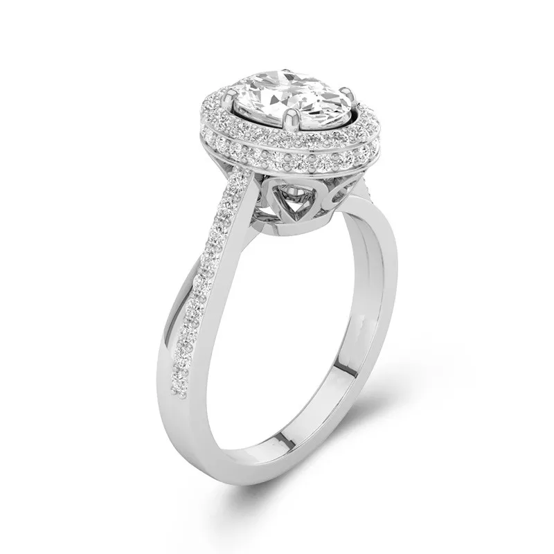 Glorieux Ovale 1.50ct Moissanite Bague de fiançailles