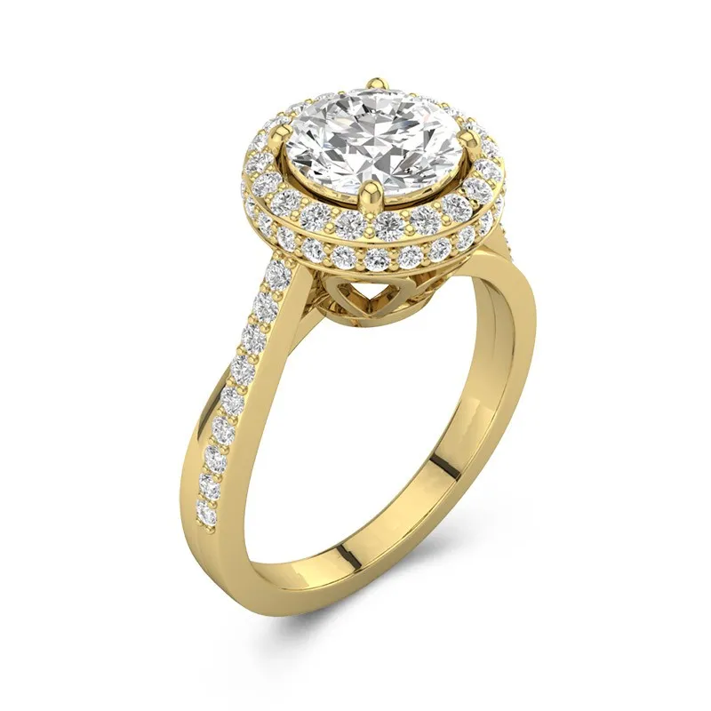 Glorieux Rond 2.00ct Moissanite Bague de fiançailles