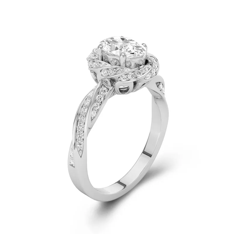 Charmant Ovale 1.50ct Moissanite Bague de fiançailles