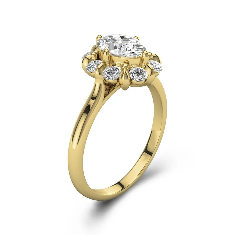 Gracieux Ovale 2.00ct Moissanite Bague de fiançailles