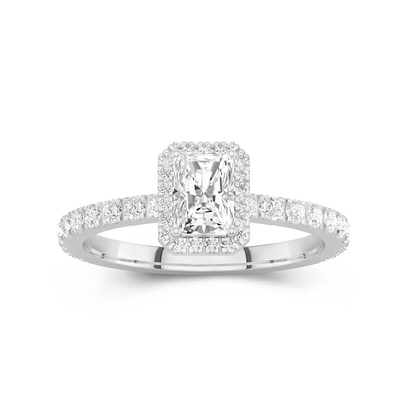 Délicat Radiant 0.80ct Moissanite Bague de fiançailles