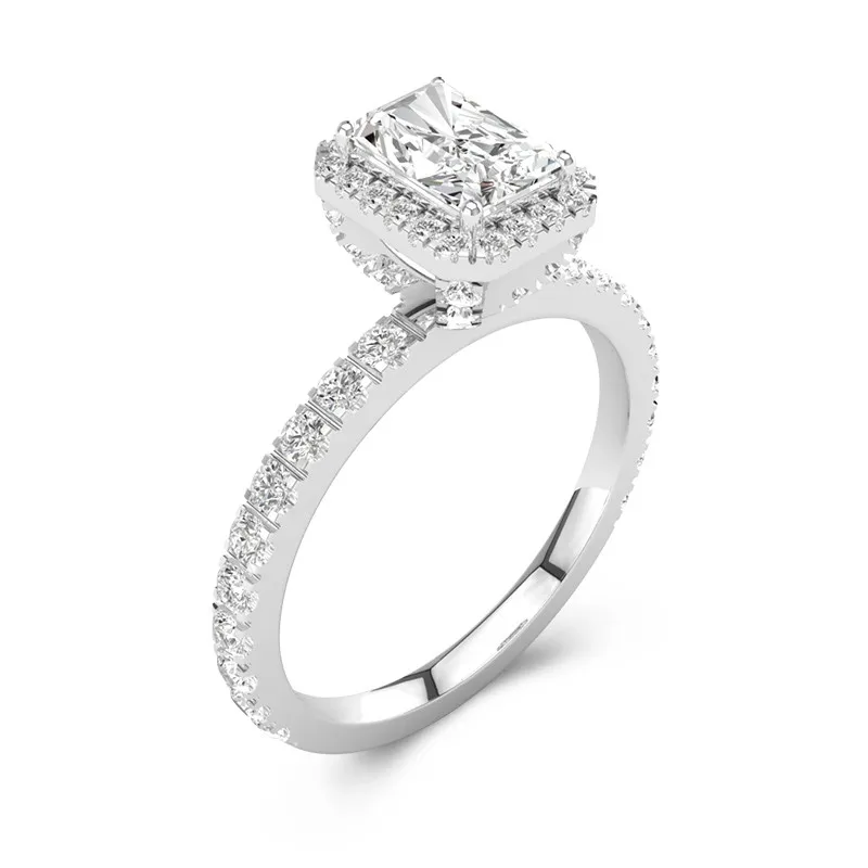 Délicat Radiant 0.80ct Moissanite Bague de fiançailles