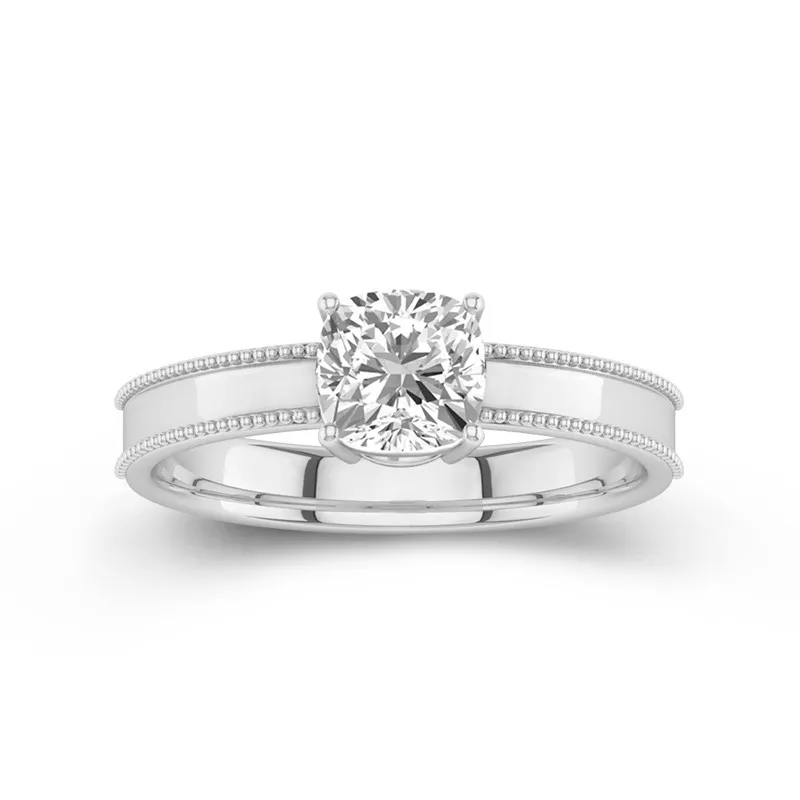 Wide Cushion 1.50ct Moissanite Engagement Ring